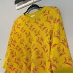 Sundance Sausalito 3/4 Sleeve Thermal Waffle Gold Yellow Pink Floral Size PL Photo 3