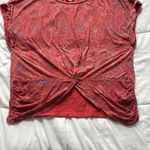 Lucky Brand Womens Red Paisley Floral Twist Front Cap Sleeve Top Tee Size XL Photo 5