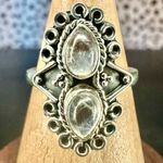 NWT Sterling Silver Double Moonstone Ring Intricate Silver Work Setting Photo 1