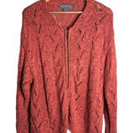 Icelandic Design Linen Cardigan Size Large Zip Up Open Knit Salmon Pink 1998 Photo 0