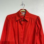 St. John  Red Houndstooth Silk Button Down Blouse Sz 6 Photo 1