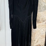 Vintage Black Velvet Whimsygoth Long Puff Sleeve Maxi Dress Size 8 Photo 0
