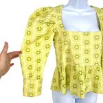 ZARA  Embroidered Openwork Puff Sleeve Peplum Top Size Small Photo 3