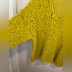 Free People  Sunday Shore Cotton Blend Chunky Open Knit V‎ Neck Yellow Sweater Photo 5