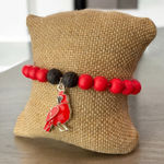 Red Howlite, Volcanic Rock and Cardinal Bracelet NIB Photo 0