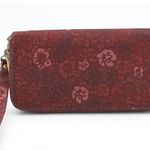 Travelon  Floral RFID Wristlet Wallet Dark Red Pink Zip Around Small Hawaiian VTG Photo 1