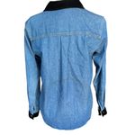 Notations Vintage Denim Button-Down with floral embroidery & velvet collar/cuffs Photo 3