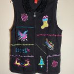 Vintage‎ Christmas Zip Cardigan Sweater Vest Purple Size 1X Photo 3