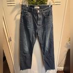 MOUSSY VINTAGE DESIGNER JEANS SZ 27 CAPAC WIDE STRAIGHT CROPPED DARK WASH RAWHEM Photo 2