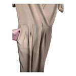 Monteau  Los Angeles Taupe Puff Sleeve Surplice‎ Jumpsuit Pockets Women's Small Photo 7