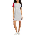 Tommy Hilfiger Grey, Red & Blue Colorblock Heart T-Shirt Midi Dress Sz S Photo 15