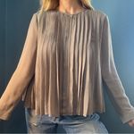 ZARA Taupe Pleated Zip Front lightweight swing jacket size Medium Photo 3