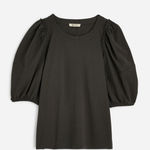 Madewell  Women's Crew Neck Puff-Sleeve Relaxed Tee Dark Green S Small New Photo 0