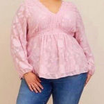 Torrid  NWT Babydoll Clip Floral Long Sleeve Top Pink Photo 0