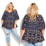 Avenue Tunic Top Womens Size 22/24 Harper V-Neck Butterfly Ruffle Plus Curvy NWT Photo 1