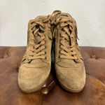 Ash  Beatnik Fringe Suede Leather Wedge Sneakers in Tan Photo 2