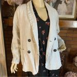 ZARA BEIGE LINEN OVER-SIZED DOUBLE BREASTED BLAZER (M) Photo 5