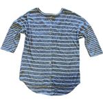 MISIA STRIPED SHIRT gray/white stripes 3/4 sleeve top pocket buttons at back L Gray Size L Photo 0