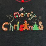 Women's Merry Christmas Crewneck Pullover Knit Sweater Size Medium Holidays Black Photo 4
