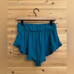 Free People Movement Small High Rise Teal Athleisure Ruffle Flowy Short Shorts Blue Photo 6