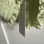 Topshop  Lime Green Cropped Ruffle Shirred Smock Cinched Sleeveless
Tank Top. Photo 5