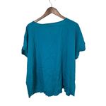 Boutique‎ Women 2X Teal Blue Pullover Shirt Colorful Minimalist Feminine Casual Photo 2