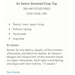 Anthropologie En Saison Cream Pink Smocked Floral Crop Top Size Small Photo 5