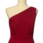 David's Bridal Long One-Shoulder Crinkle Chiffon Dress F18055 Bridesmaid NWT 6 Photo 2