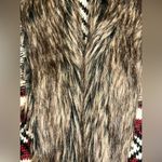 Maurice's Knit Vest Faux Fur Trim Womens Geometric Aztec 70’s Vibe Size Medium Photo 5