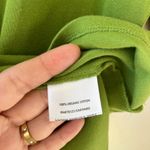 Eileen Fisher  Sz L Organic Cotton Green V Neck Elbow Sleeve Tee Shirt Pullover Photo 4