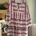 Elan  oversized White with Pink and Green Accents dress with pockets Photo 0
