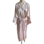 Vintage Intimate Concepts by Terry Russo Pink Floral Lace Applique Satin Robe Size M Photo 1