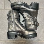 DKNY Basia Combat Boot SZ 5 Gunmetal Grey Leather Buckle Quilted Lug Sole Chunky Photo 3