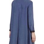 BCBGMAXAZRIA Blue Denim-Like Faux Leather Trim Emilee Dress Small Photo 1