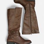 Brown manmade leather equestrian riding harness preppy fall knee Photo 0