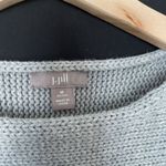 J.Jill Petite M Gray Knit Cotton Tunic Sweater Top boat neck style long sleeved Photo 2