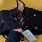 Desert dreamer Black Ribbed Tube Top Tie Back Bikini Top XL ying yang Photo 2