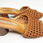 & Other Stories & Other Stories Woven Leather Heeled Mule Sandals Wooden Block Heel Brown 38 Photo 4
