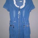 Beautiful Japanese S Manga Denim Zip Front Cargo Pocket Mini Dress Blue Photo 0