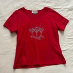 Y2K Red rhinestone martini glass tee shirt Size L Photo 0