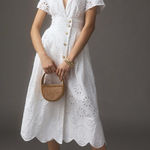 Anthropologie  Maeve White Eyelet Shirt Dress Photo 0