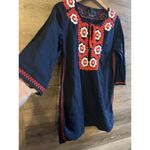 J.Crew  Navy Blue & Red Embroidered Floral Beach Tunic Dress Coverup Sz M Photo 5