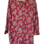 Ralph Lauren Lauren Women's Paisley Red Button-Up Sleepshirt L Photo 0