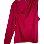 SheIn Plus Size 4XL Top Dark Red One Sleeve Stretch Solid Off Satin Stretch 316 Photo 0