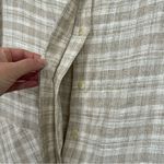 Vintage Beige Linen Blend Plaid Lagenlook Cardigan Jacket Womens 14P Oversized White Photo 5