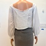 Guess large knot front balloon puff sleeve crop top blouse TLS1 2862 Photo 8