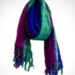 Multicolor Handmade Green & Purple Stripe Tassel Scarf Womens One Size Photo 0