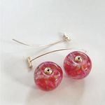 Pink and Gold Cherry Earrings Photo 3