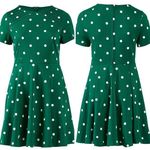 Unique Vintage  X GB Green Polka Dot Dress, 5X‎ Photo 1
