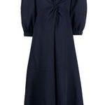 Cinq à Sept NWT Cinq a Sept Kristina in Navy Blue Knotted Fit & Flare Midi Dress 2 $495 Photo 1